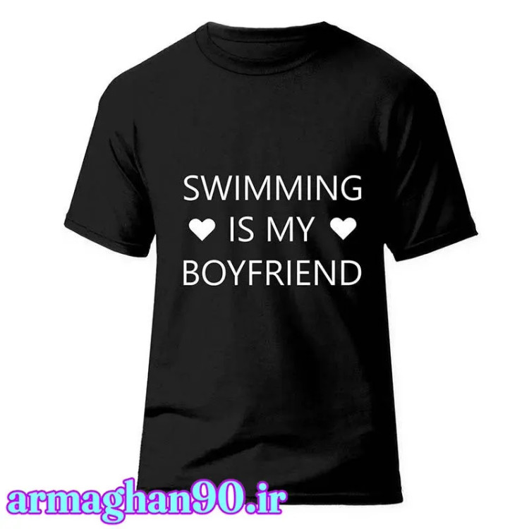 تیشرت مشکی زنانه/مردانه شنا نوشته swimmng