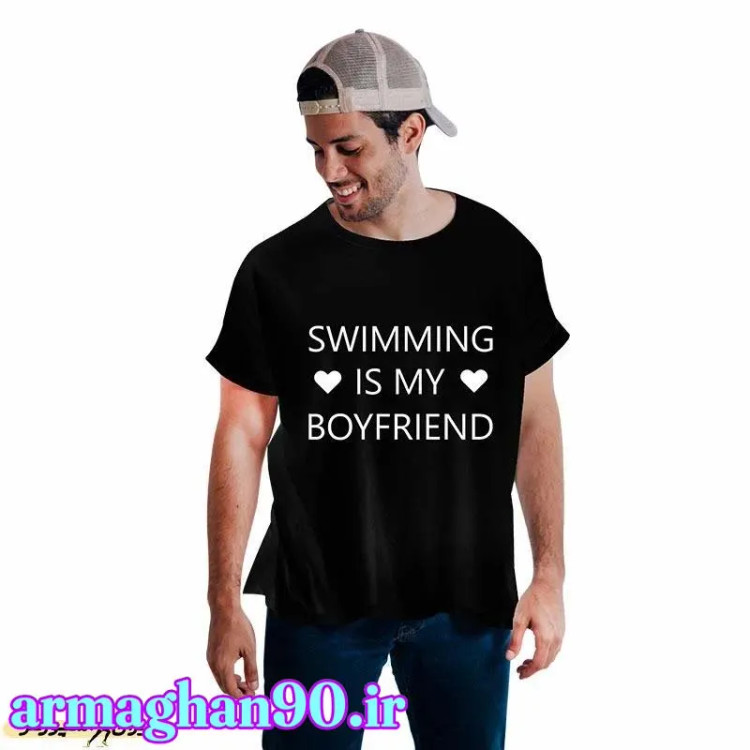 تیشرت مشکی زنانه/مردانه شنا نوشته swimmng