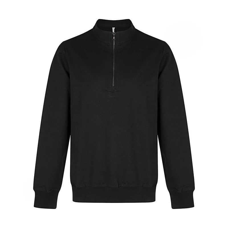 سوییشرت مردانه نیم‌زیپ فوتر مشکی | گرم، شیک و مناسب استایل روزمره