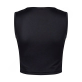 ست ورزشی زنانه شامل نیمتنه و لگ، پارچه کشی و راحت، رنگ مشکی/سفید