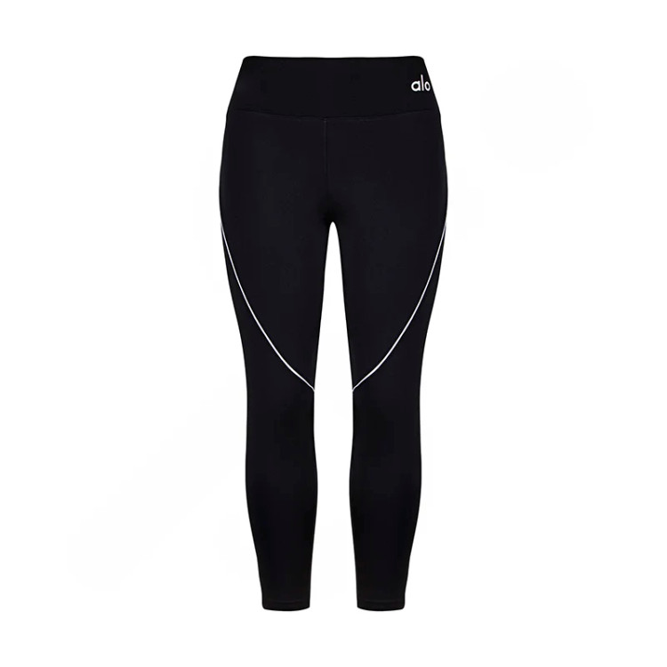 ست ورزشی زنانه شامل نیمتنه و لگ، پارچه کشی و راحت، رنگ مشکی/سفید