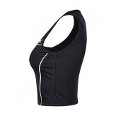 عکس کراپشده از زاویه کنار ست ورزشی زنانه 2947 ALO شامل نیمتنه و لگ مشکی/سفید»